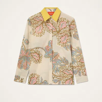 La Doublej Printed Cotton Boy Shirt In Neutral