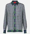 La Doublej Icon Boy Printed Silk-twill Shirt In Green