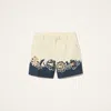 La Doublej Boyfriend Printed Cotton-blend Shorts In Neutral