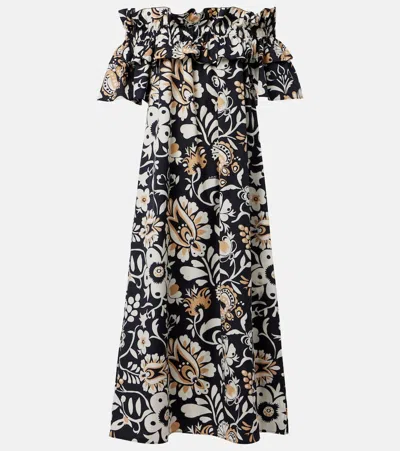 La Doublej Breakfast Ruffled Cotton Poplin Midi Dress