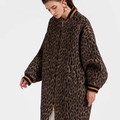 La Doublej Brooklyn Coat In Cheetah Coating Light Beige