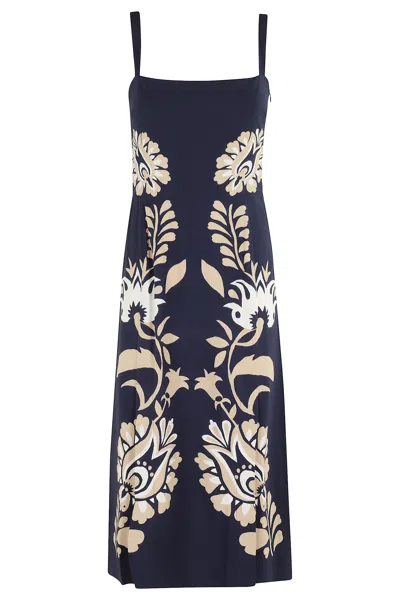 La Doublej Buy Me A Martini Floral-print Crepe Midi Dress In Blue