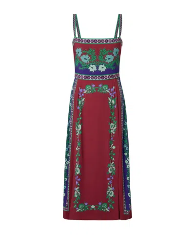 La Doublej Buy Me A Martini Floral-print Stretch-crepe Midi Dress In Red