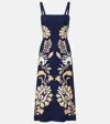 La Doublej Buy Me A Martini Floral-print Crepe Midi Dress In Blue