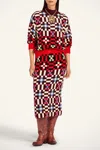 La Doublej Byte Geometric-pattern Knit Skirt In Multi
