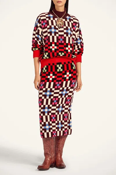 La Doublej Byte Midi Skirt In Multicolor, Pink & Blue