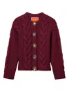 La Doublej Portrait Embellished Wool-blend Cardigan In Red