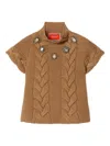 La Doublej Cable-knit Short-sleeve Sweater In Brown