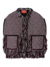 La Doublej Camelia Fringed-tim Cape In Black