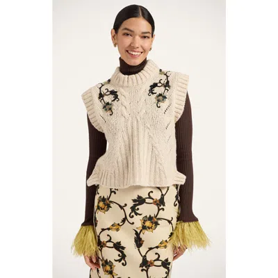 La Doublej Cameo Vest Embroidered In Neutral