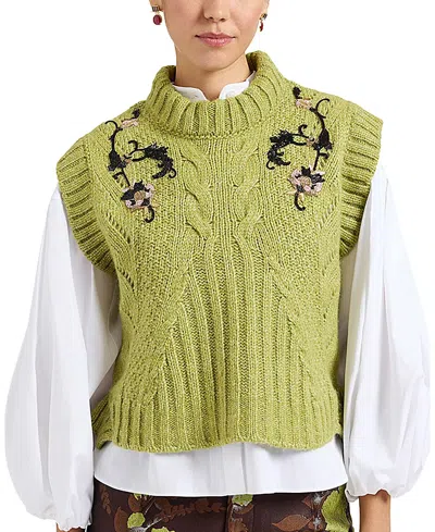 La Doublej Cameo Vest Embroidered In Green