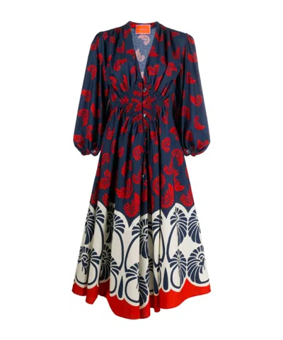 La Doublej Camerino Palm Tree-print Dress In Multi