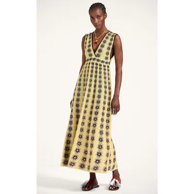 La Doublej La Double J Caper Floral-intarsia Knit Midi Dress In Multi