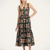 La Doublej La Double J Capri Printed Satin-twill Midi Dress In Brown