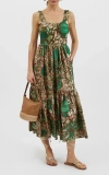La Doublej Midikleid Mit Blumen-print In Anemone Pink Olive