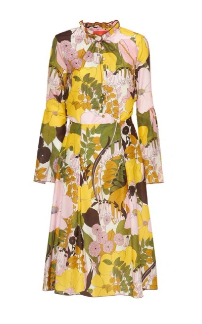 LA DOUBLEJ LA DOUBLEJ CASANOVA MIDI DRESS BIG FLOWER ROSE PINK