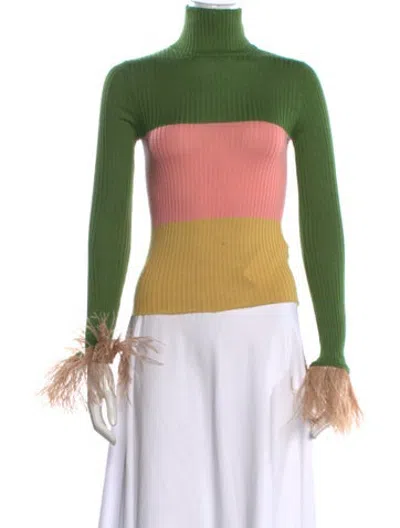 Pre-owned La Doublej Cashmere Colorblock Pattern Sweater In Green