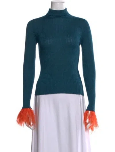 Pre-owned La Doublej Cashmere Turtleneck Sweater In Blue/orange
