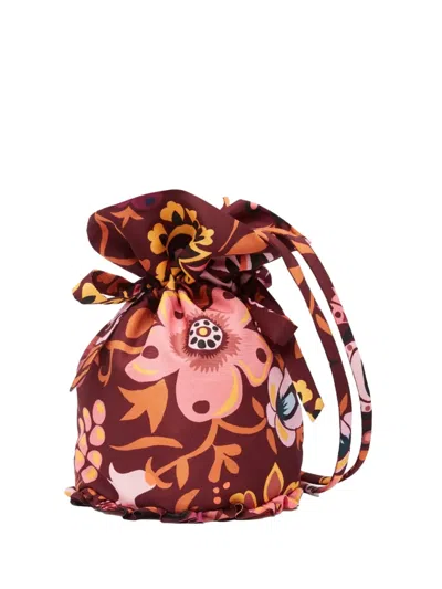 La Doublej Patterned Bucket Bag With Ruffle Details In Multi