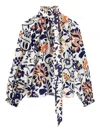 La Doublej La Double J V-neck Cerere Blouse In Moroccan Crepe In Blue