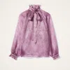 La Doublej Cerere Ruffled High-neck Blouse In Purple