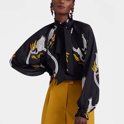 La Doublej Cerere Blouse In Melograno Black In Black  