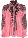 La Doublej Cerere Neck-tie Long-sleeve Silk Blouse In Pink