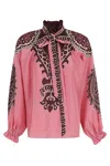 La Doublej Cerere Neck-tie Long-sleeve Silk Blouse In Pink