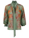 La Doublej La Double J High-neck Silk Shirt With Floral Print