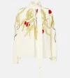 La Doublej Cerere Embroidered Silk Blouse In White