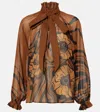 La Doublej Cerere Long-sleeve Silk Chiffon Blouse In Brown
