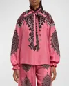 La Doublej Cerere Neck-tie Long-sleeve Silk Blouse In Open Pink