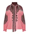 La Doublej Cerere Neck-tie Long-sleeve Silk Blouse In Pink