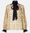La Doublej Cerere Printed Tie-neck Silk Blouse In Multi