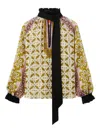 La Doublej Cerere Printed Tie-neck Silk Blouse In Multi