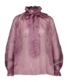 La Doublej Cerere Ruffled High-neck Blouse In Pink