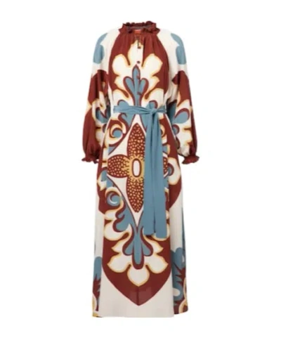 La Doublej Cerere Silk Crêpe De Chine Midi Dress In Multi