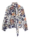 La Doublej La Double J V-neck Cerere Blouse In Moroccan Crepe In Multi