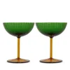 La Doublej Champagne Coupe Glasses (set Of Two) In Green
