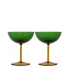 La Doublej Champagne Coupe Glasses (set Of Two) In Verde
