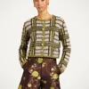 La Doublej Check-pattern Button-up Cardigan In Kells Check Ecru, Light Green, And Black