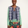 La Doublej Tie Front Checked Cardigan In Blue