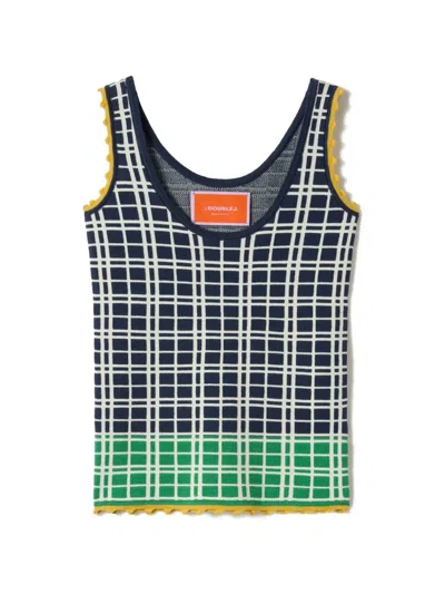 La Doublej Check Ribbed Top In Multi