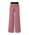 La Doublej Cropped Wide-leg Jacquard-knit Pants In Red