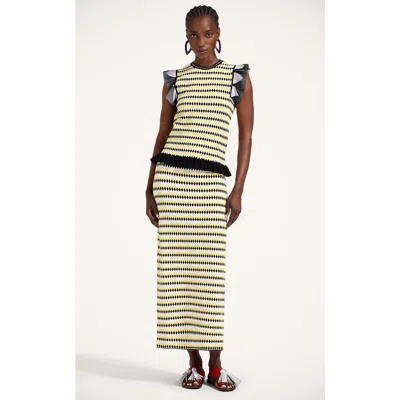 La Doublej Checkers Skirt In Multicolor Yellow/ Black/lilac