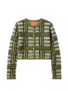 La Doublej Check-pattern Button-up Cardigan In Green