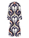 La Doublej Multicolor Long Dress With All-over Geometric Motif In Fabric Woman In Multi