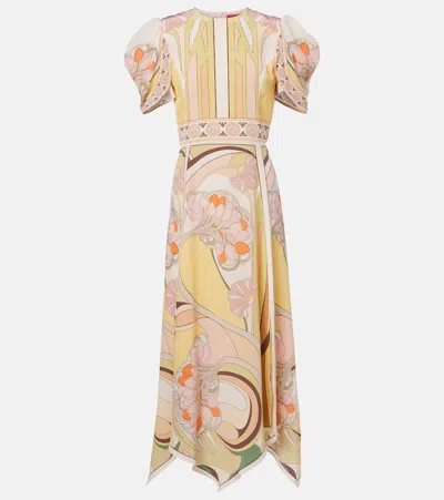 La Doublej Cherie Printed Silk Midi Dress In Multi
