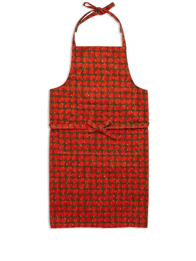 La Doublej Cherries Print Apron In Black