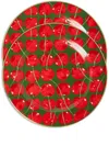 La Doublej Cherries Verde-print Dessert Plates (set Of 2) In Red